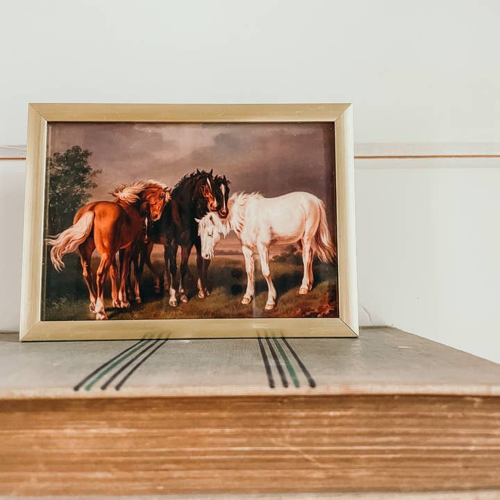 Sweet Home Nashville - Wholesale Art Print - Vintage Fine Art in Little Gold Frame- Consoling Horses