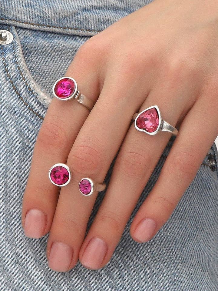Pink Crystal Stone Comined 3 Rings Set for wholesale by AVENS
