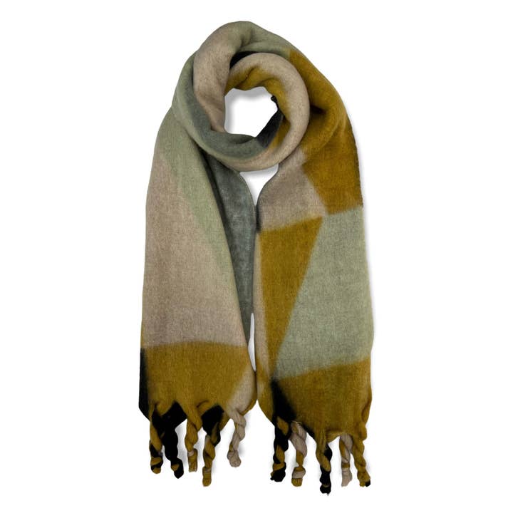 Weicher abstrakter Winterschal mit geflochtenen Quasten für den Großhandel von Lili Scarves (US Duty Free)