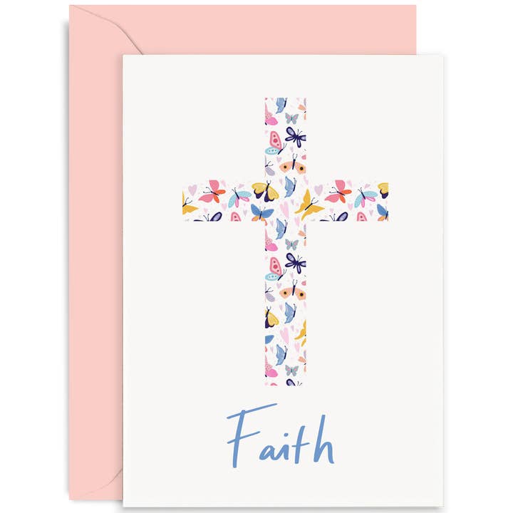 Faith Butterfly Card - Baptism Card - Christening Card for wholesale by Old English Company