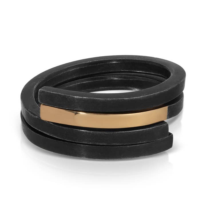 Anello a Nido in Argento Brunito e Oro 14K per la vendita all'ingrosso da parte di Flavia Bennett Designs