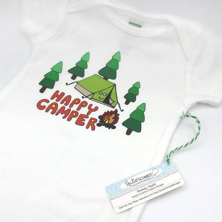Sunny Day Designs - Wholesale Bodysuit (Non-Footed) - Baby - Happy Camper Organic Cotton Baby Onesie