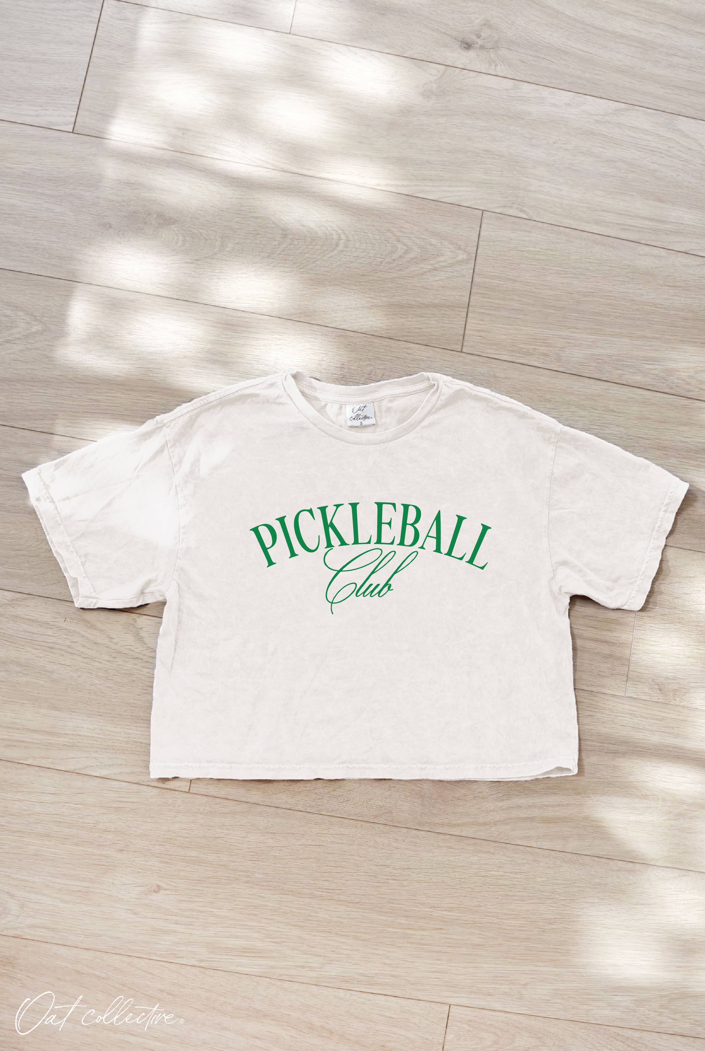OAT COLLECTIVE – wholesale Screen printed t-shirt – Women′s – PICKLEBALL CLUB Cropped Mineral Graphic Top0