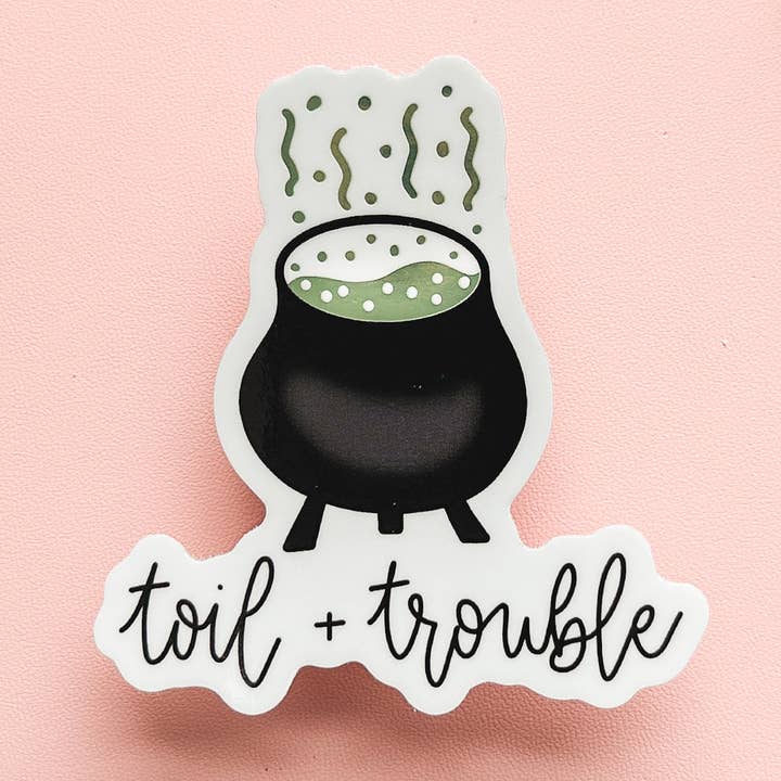 Autocollant chromé Toil + Trouble Cauldron pour la vente par The Harpy Otter Co