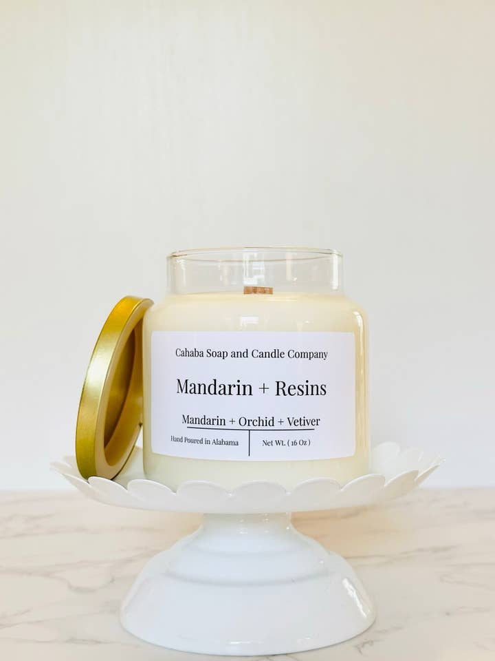 Mandarin + Resins for wholesale by Cahaba Soap and Candle Company
