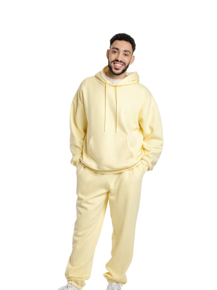 Men's Sweatsuit Set in banana yellow for wholesale by Lazypants
