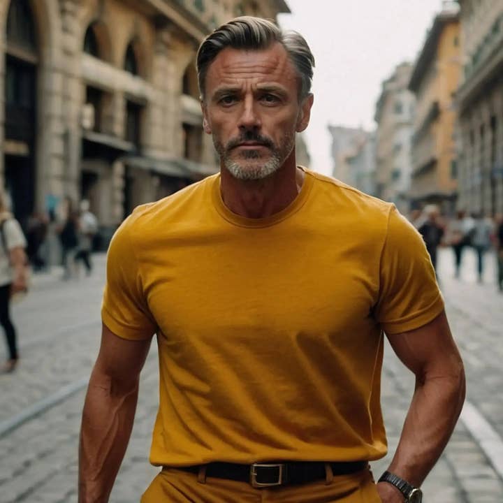 Giallo T-Shirt Muscle Fit Essential Made in Italy - Giallo Senape in vendita all'ingrosso su Faire