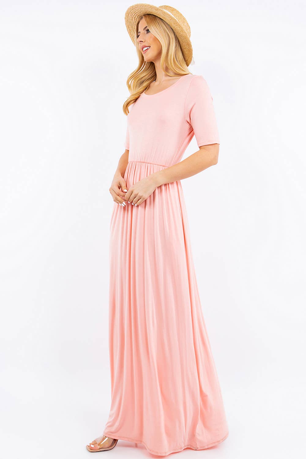 Celeste Clothing - Wholesale Dress - Women's - PLUS SIZE MODEST MAXI DRESS WITH POCKETS -CD23411T-PL30
