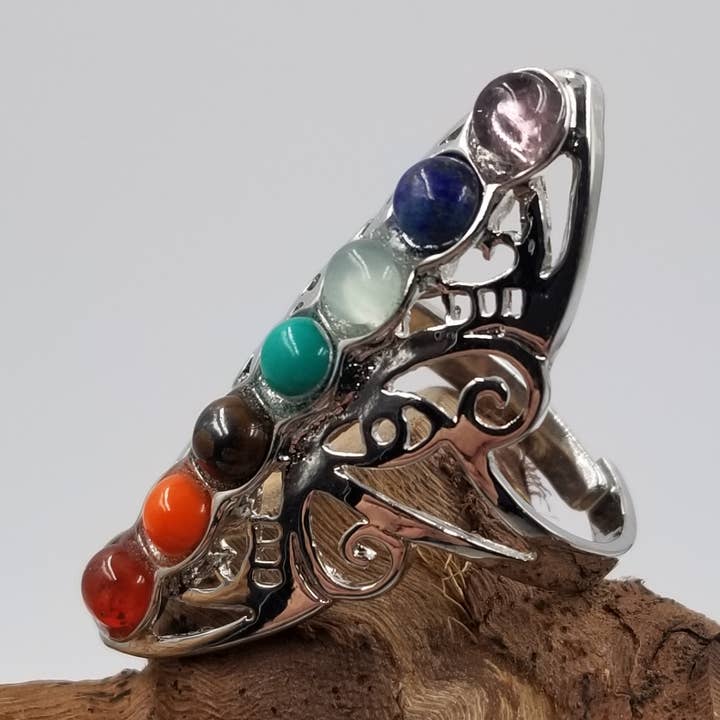 Handmade Seven Natural Stone Beads Ring for wholesale by CHAKRA JEWELRY
