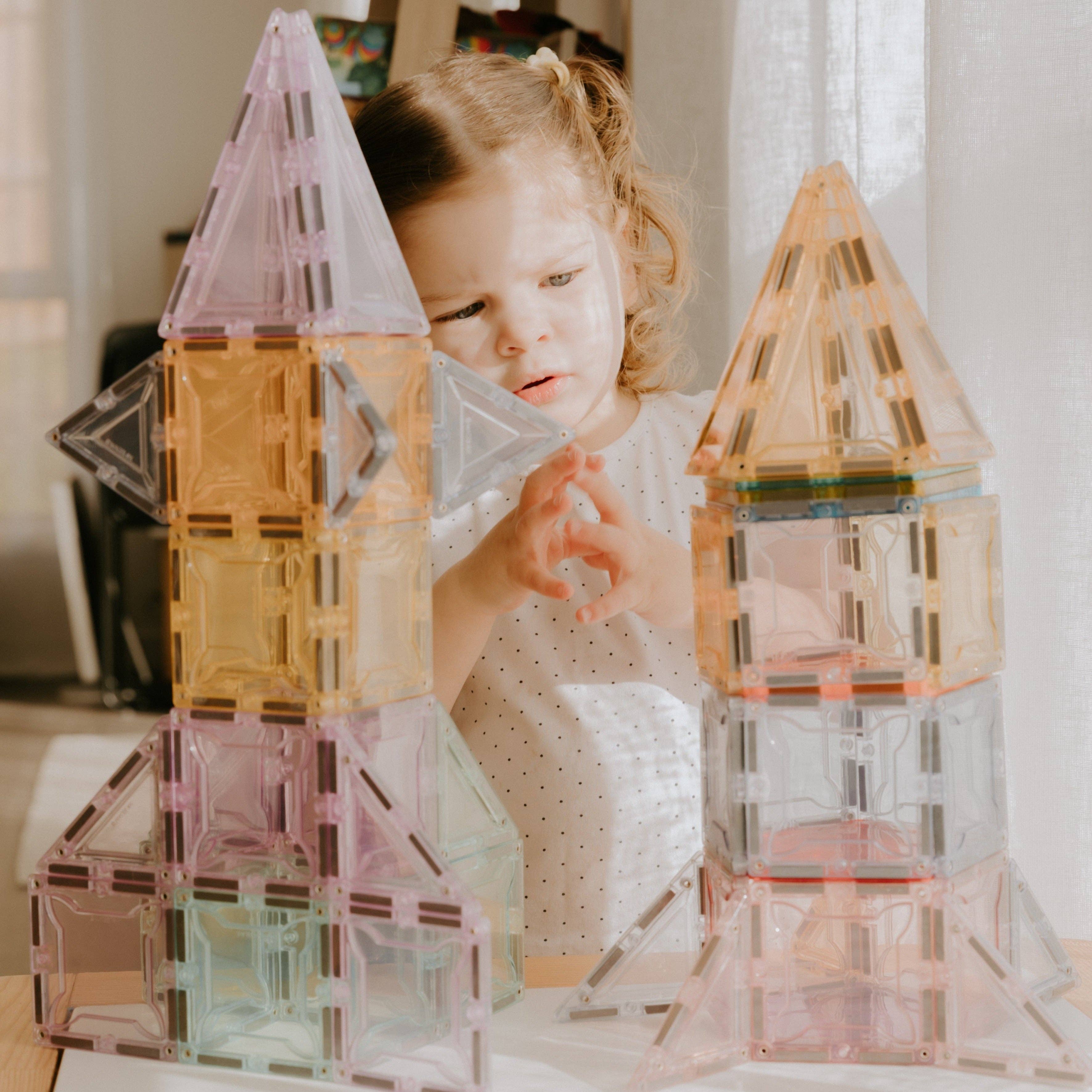 Play Planet - Wholesale Building Set - Kids - 102 Pieces Light Colors Pastel Set Magnetic Tiles | MAGBLOX®1