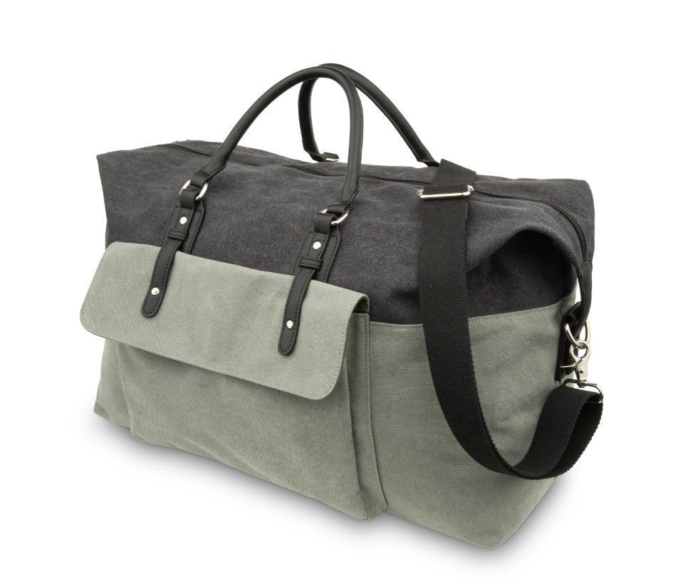 Weddingstar Inc. - Wholesale Weekender Bag - Unisex - Large Canvas Weekender Travel Bag - Black & Grey1