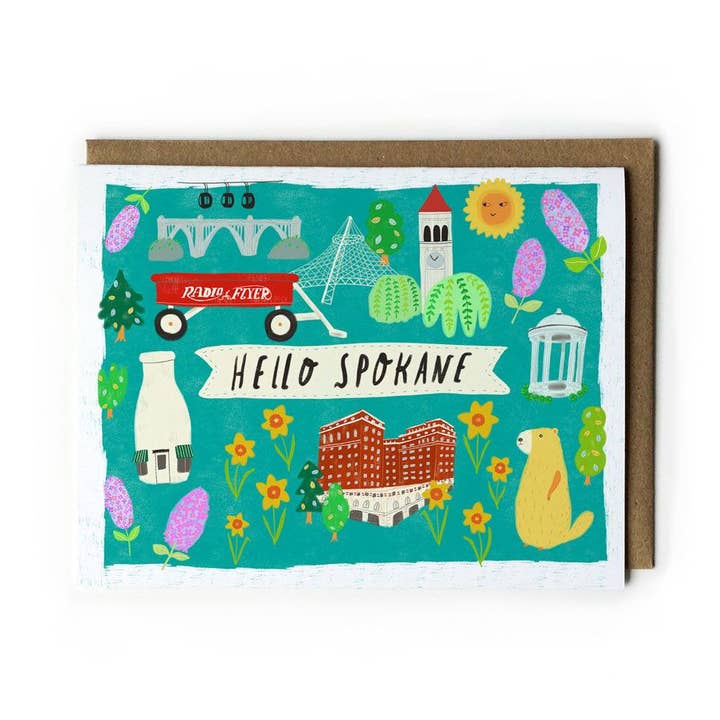 Honeyberry Studios - Wholesale Everyday Greeting Card - Hello Spokane Greeting Card0