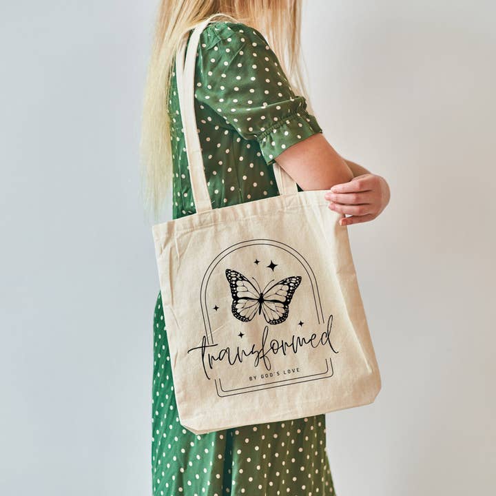 TRANSFORMED BUTTERFLY TOTE BAG for wholesale by Dwell Apparel