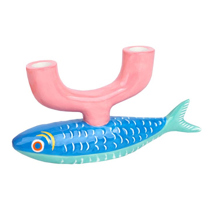 Bon Appetit Fish Ceramic Candle Holder for wholesale by Talking Tables EU