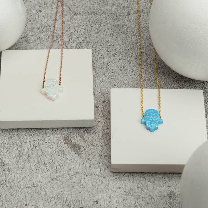 Opal Hamsa Halskette für den Großhandel von Gowa Design