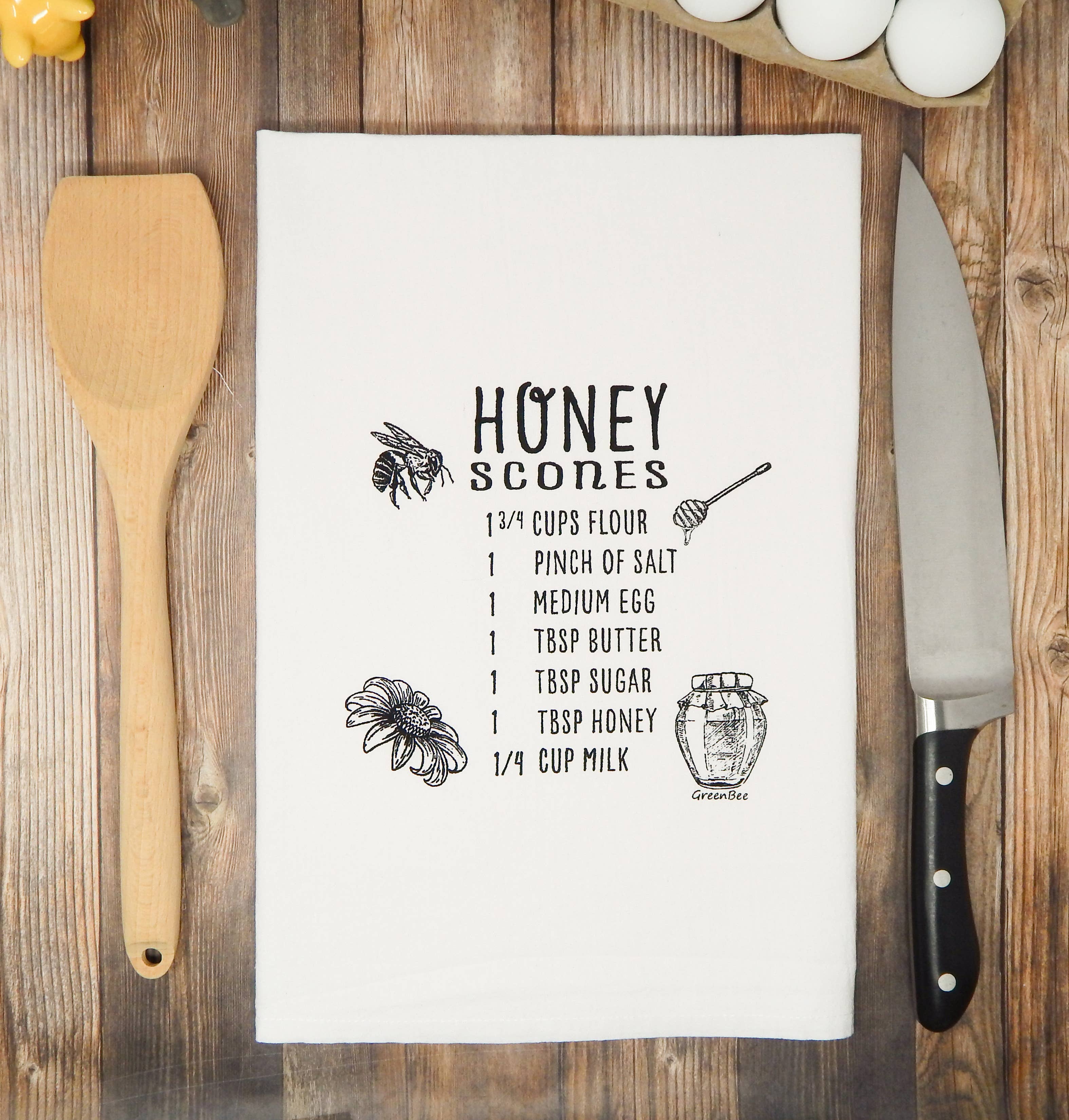 Green Bee Tea Towels - Wholesale Tea Towel - Honey Scone Kitchen Towel | Tea Towels | Recipe Dish Towels5