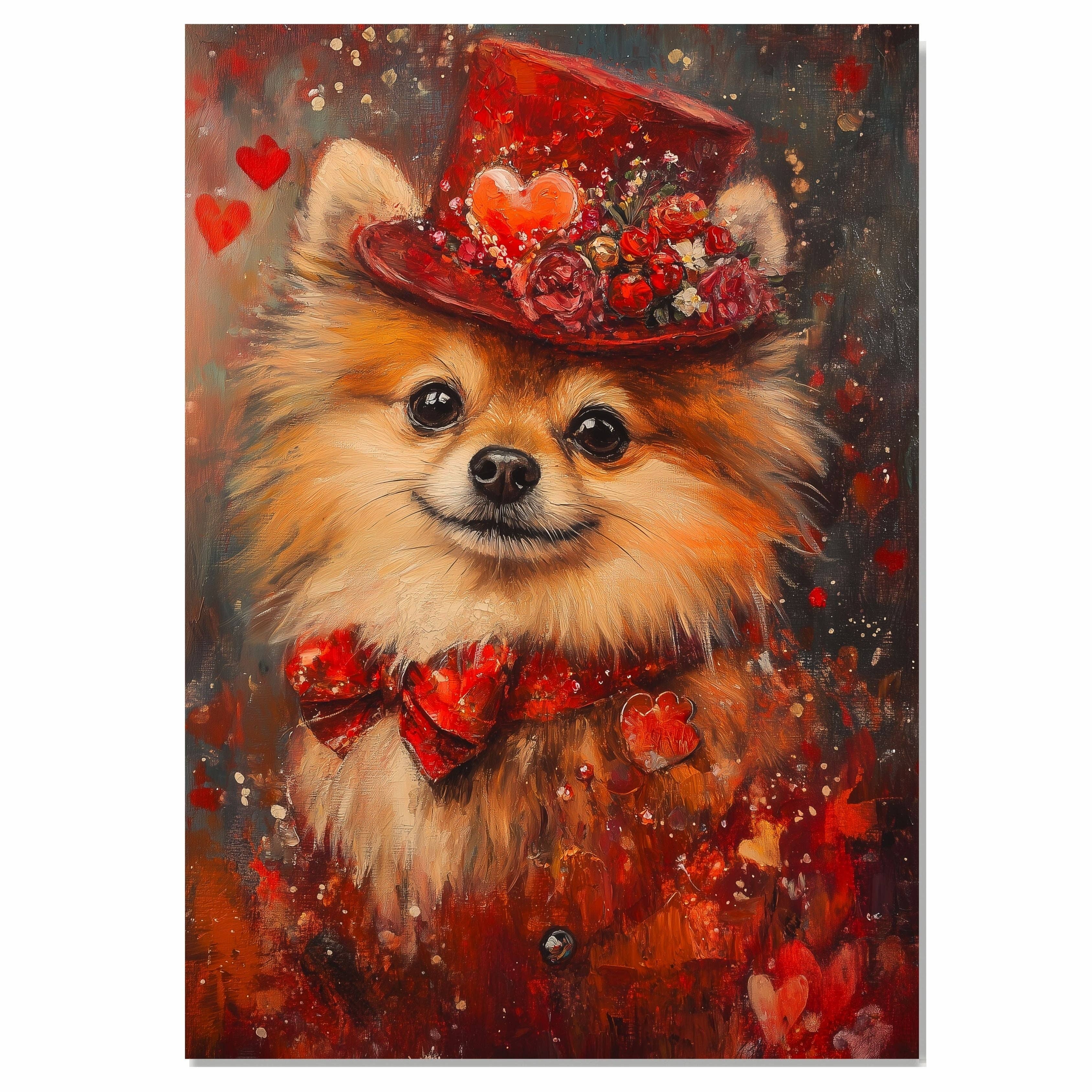 Art Paradise Studios - Vendita all'ingrosso Stampa artistica - Chihuahua in un ricco abito rosso con cappello su tela arrotolata piatta0