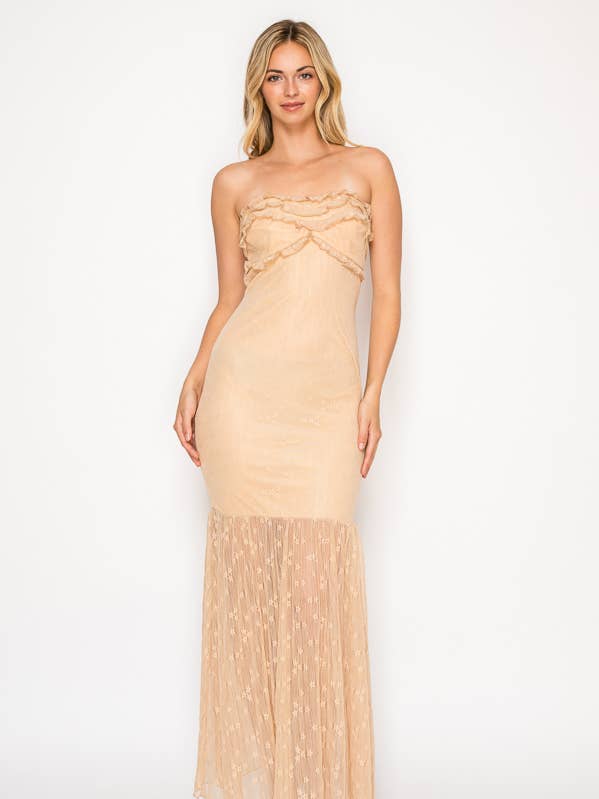 WH4056 SOLID AXELBANDSLÖS MAXIKLÄNNING för wholesale av Miss Avenue