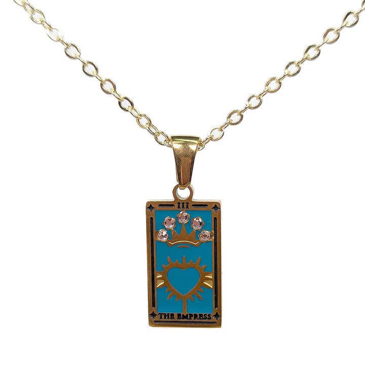 Stylish Jewelry Supply - Wholesale Pendant/Charm Necklace - 18k Real Gold Plated Stainless Steel The Empress Tarot Card Necklace