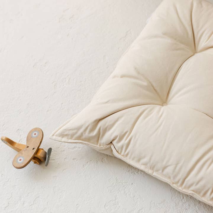 MINICAMP Tufted Canvas Floor Cushion, French Style Pillow in Natural Ecru for wholesale by MINICAMP