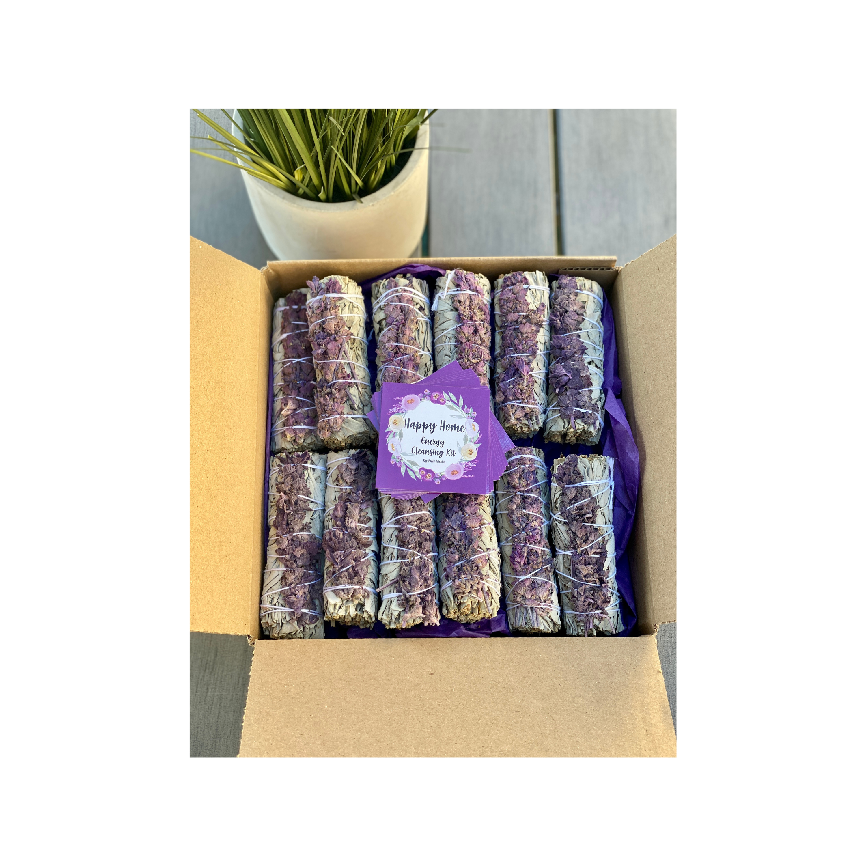 Picki Nicki – Großhandel Salbeibündel – Weiße Salbei- & Getrocknete Lavendel-Räucherbündel in Großpackung, Handgefertigt4