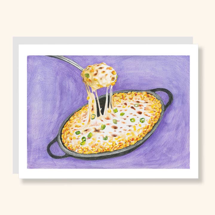 Korean Corn Cheese Greeting Card for wholesale by Julia Wolinsky Art