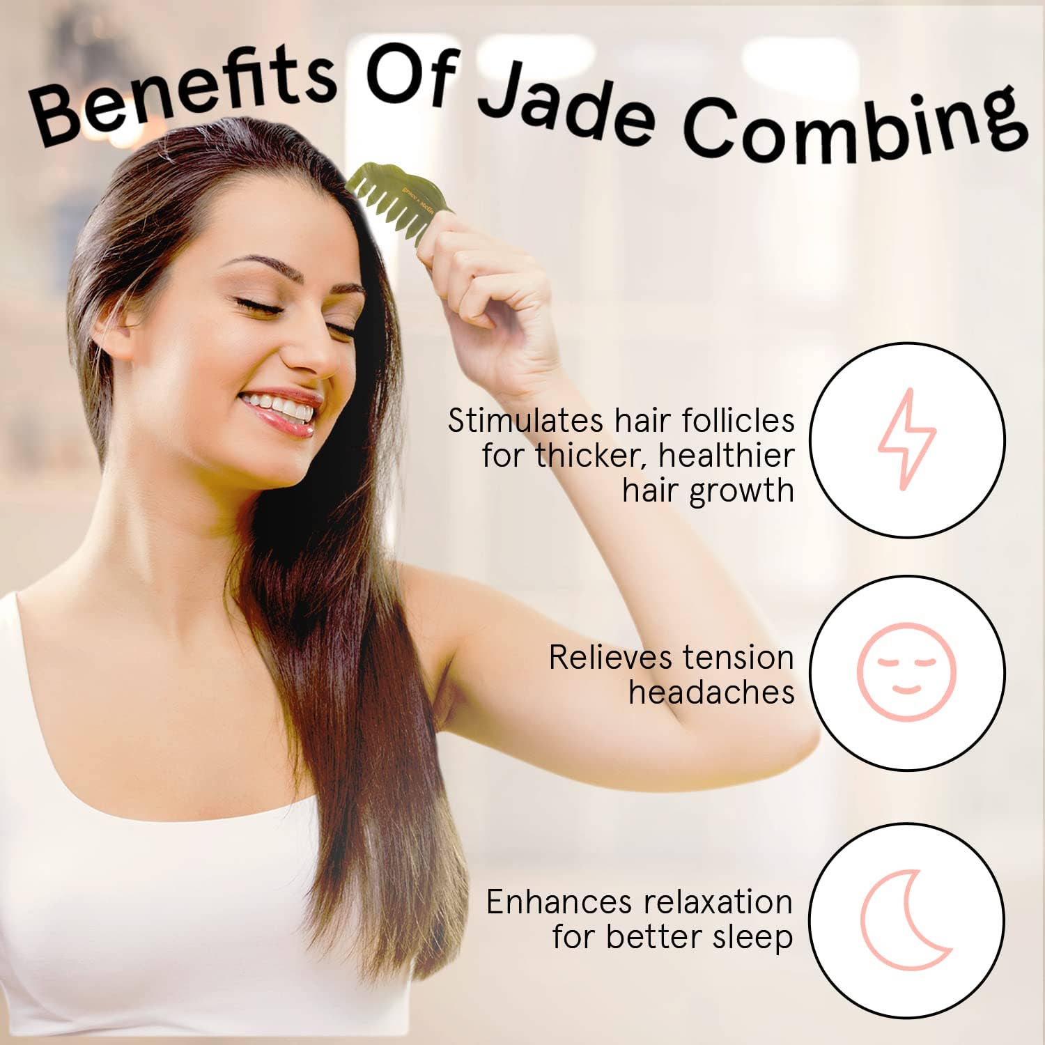 Grace & Stella Co – Engroshandel Hårbørste/kam – Jade Kam til Hovedbundsmassage for Sund Hårvækst2
