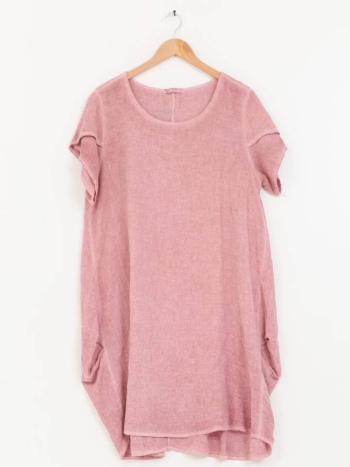 Dress in 50% linen and 50% cotton REF. 10337 for wholesale by LÉA & LUC