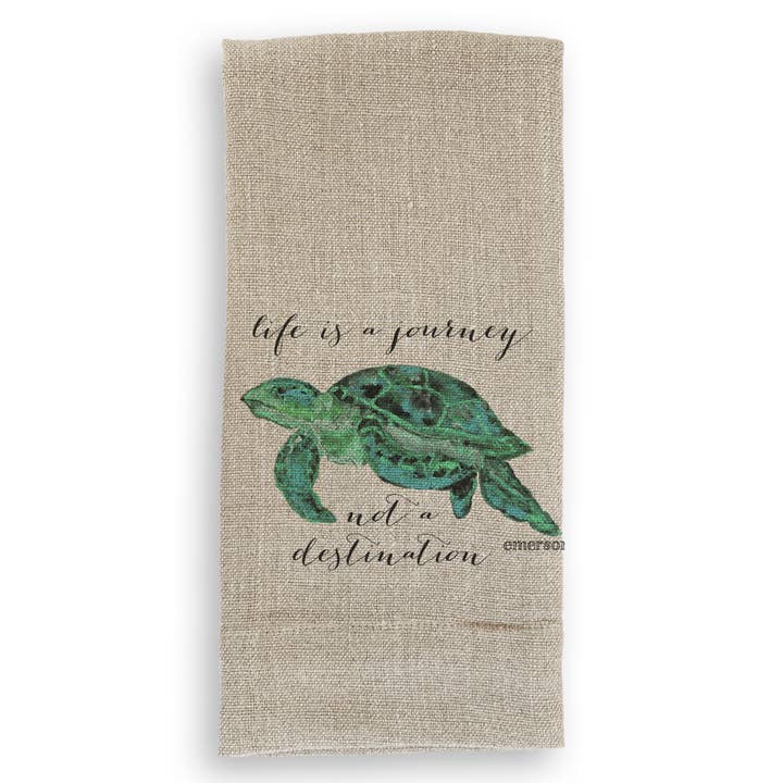 French Graffiti - Wholesale Tea Towel - Blue Sea Turtle with Quote