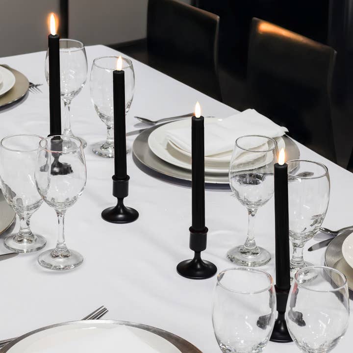 LumaBase - Wholesale Flameless Candle - Battery Operated 3D Wick Flame Taper Candles, Black (4)2