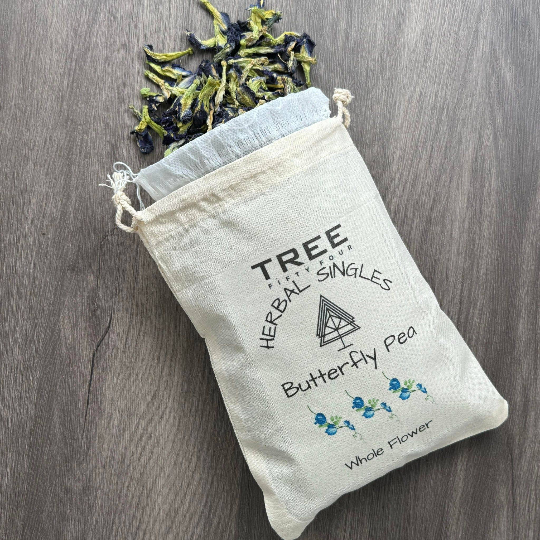 Tree Fifty Four - Wholesale Loose Tea - Butterfly Pea Whole Flower 4-Pack Sachet Set | 4" x 6"1