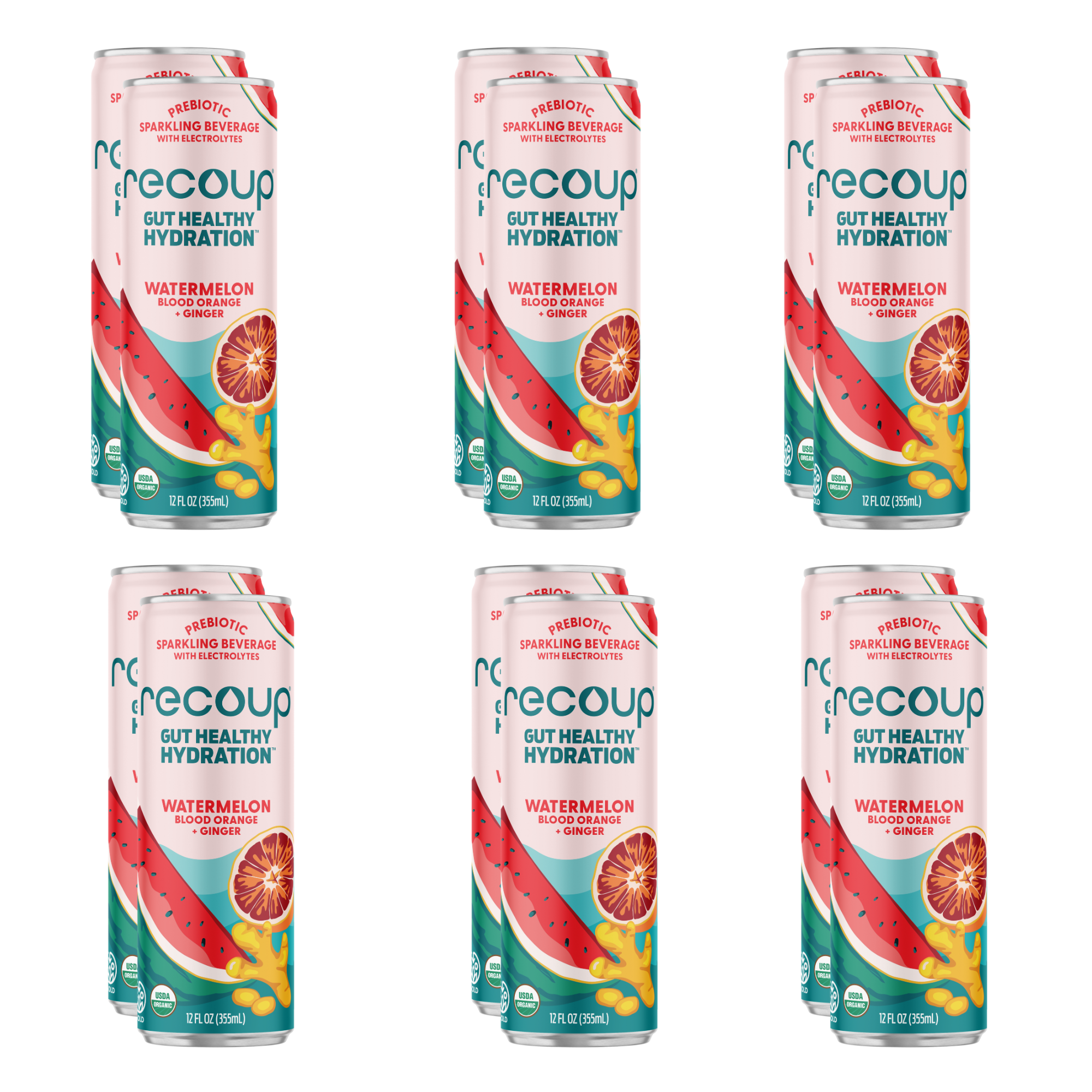 Recoup - Wholesale Sparkling Water - Watermelon Blood Orange + Ginger Prebiotic Sparkling Beverage3