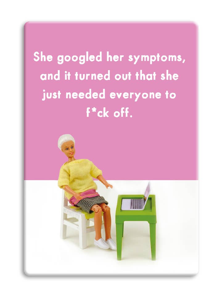 Funny Køleskabsmagnet - Googled Hendes Symptomer for engroshandel hos Brainbox Candy