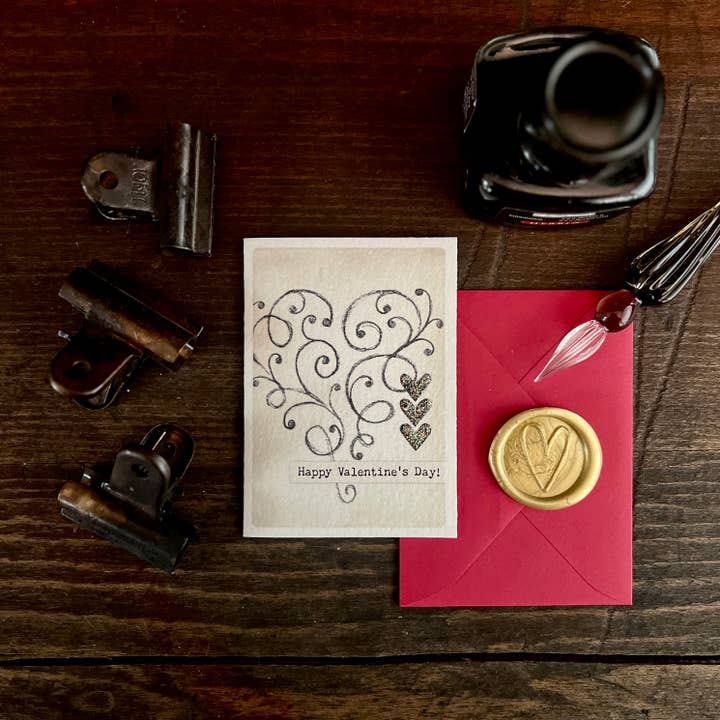 DOODLED Filigree Heart Mini Note | Happy Valentine's Day for wholesale by Originals Paper Art