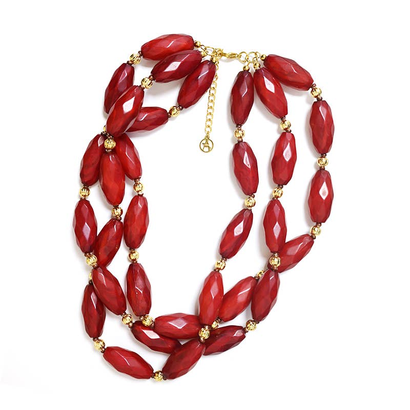 AMORINO SRL - Wholesale Beaded/Pearl Necklace - THREE-STRAND NECKLACE OF PLASTIC BEADS - YNK241504B7263
