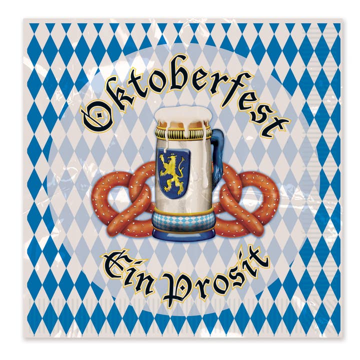 Beistle - Wholesale Disposable Napkin - Oktoberfest Beverage Bavarian 2-ply Napkins, 16/pkg4