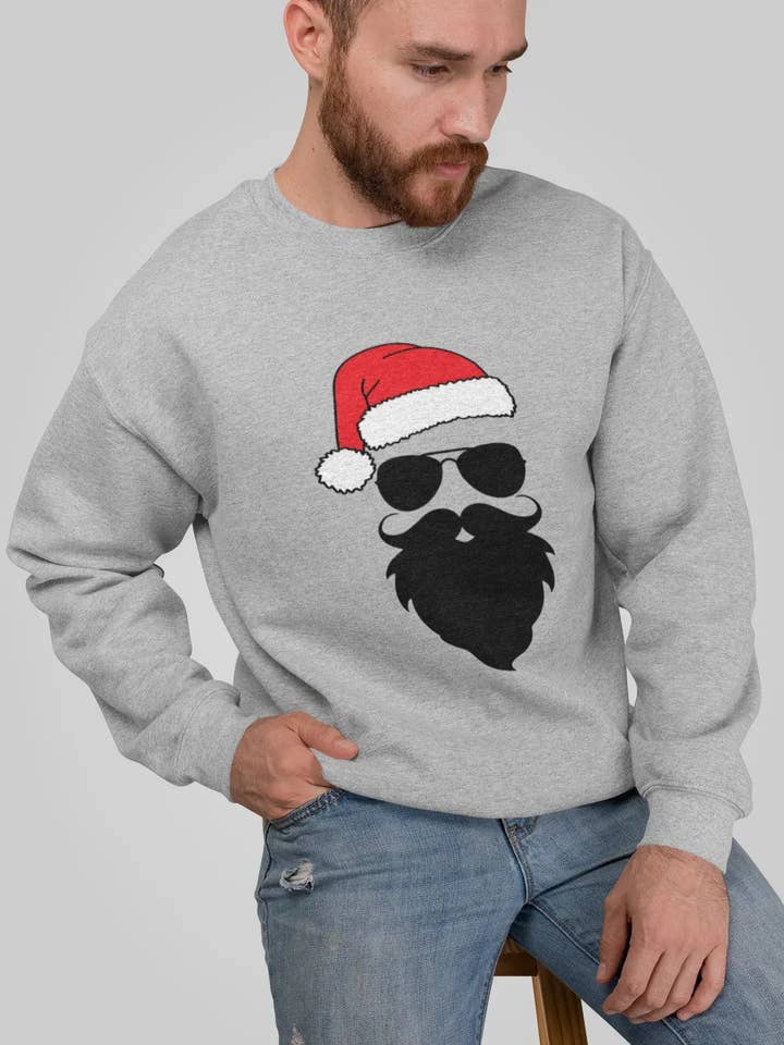 ULTRABASIC - Sudadera para hombre con estampado gráfico divertido de Santa para Navidad, color gris jaspeado para venta al por mayor de ULTRABASIC