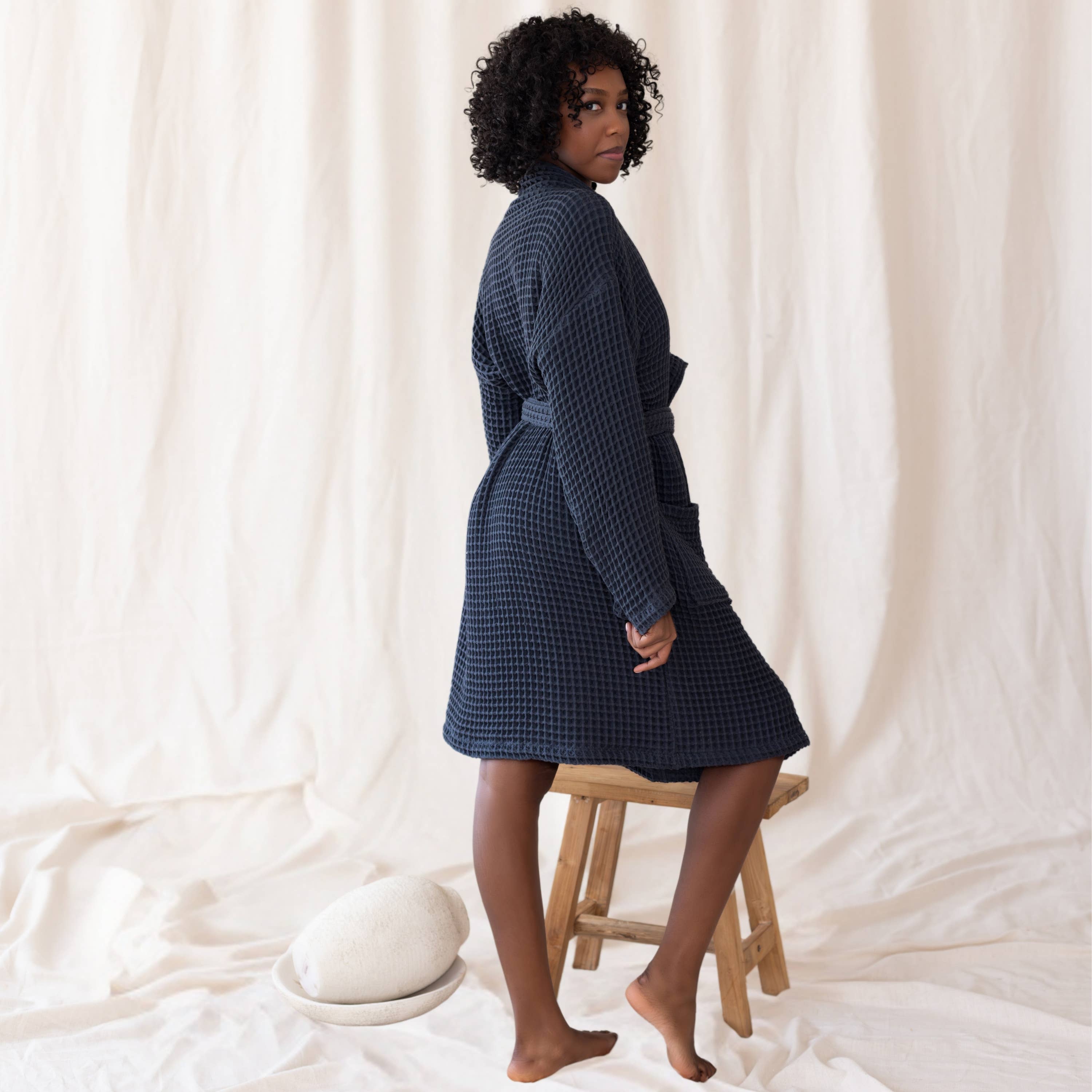 Vivamaison - Wholesale Robe - Unisex - Luxurious Waffle Kimono Bathrobe, 100% Cotton, Unisex Style6