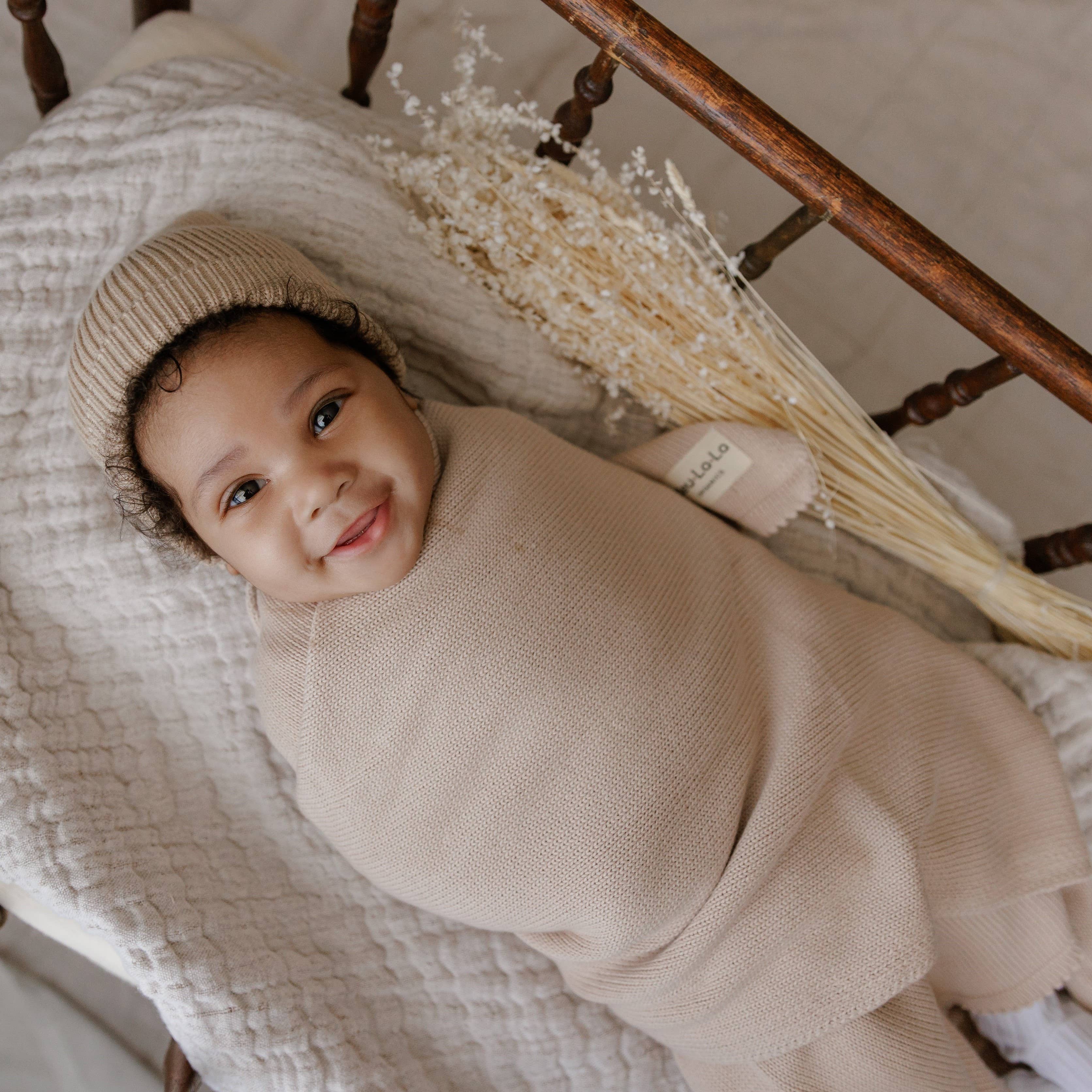 Bleu La La - Wholesale Bedding Blanket - Kids & Baby - Luxe - 100% Organic Cotton Knit Blanket + Hat Boxed Gift Set17
