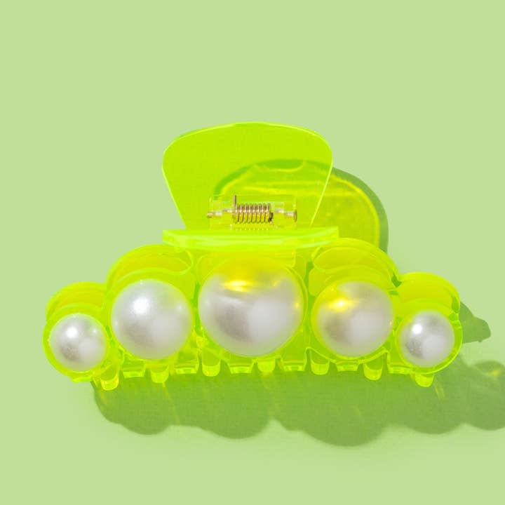 Neon Groen + Parel Klauwclip - Min. 4 (CC-37) voor wholesale door Taylor Elliott Designs