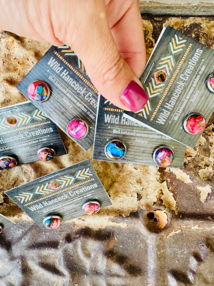 Genuine Turquoise Stud Earrings/Bubble Gum Earrings for wholesale by Wild Hancock Creations