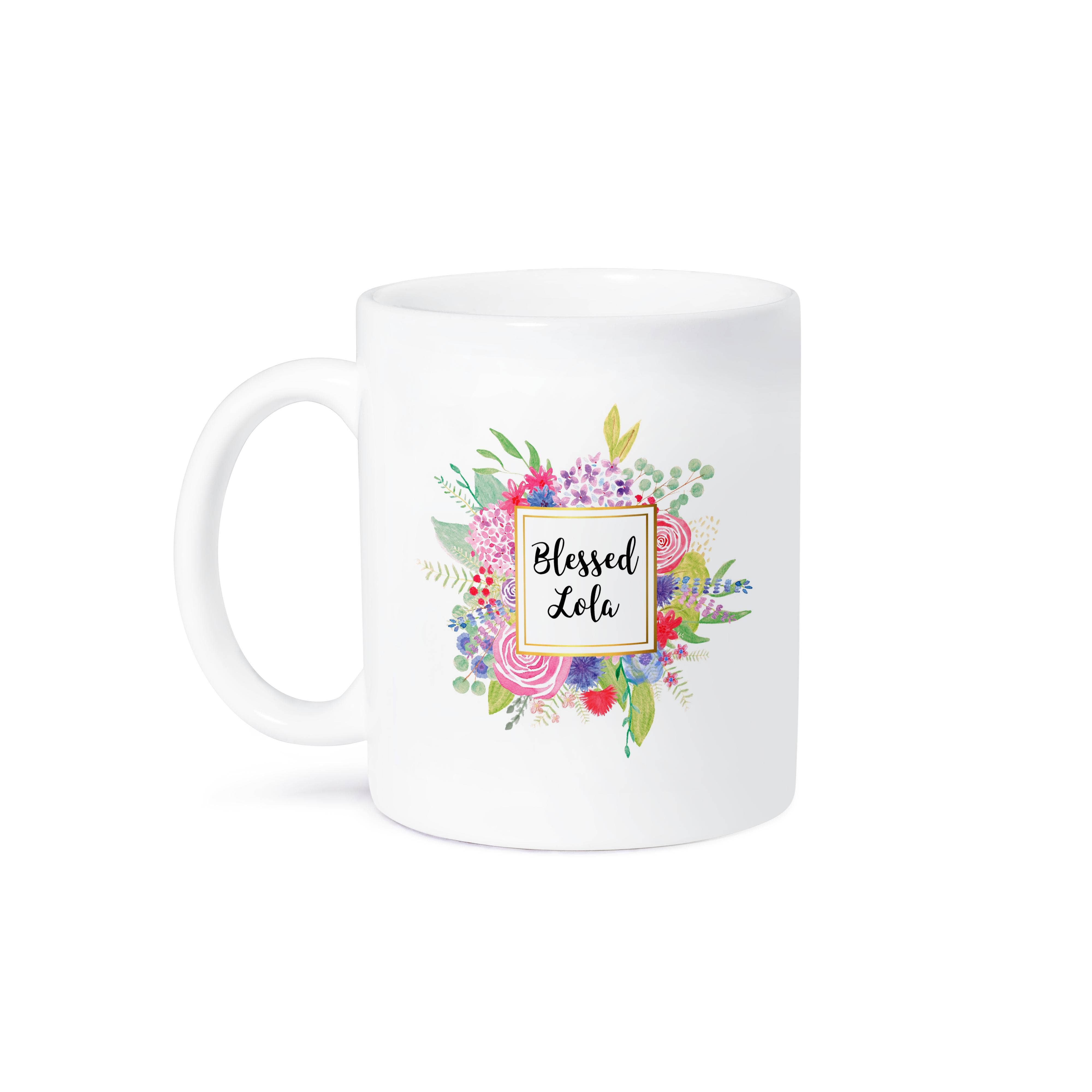 3dRose - Wholesale Coffee Mug - 3dRose, Floral Blessed Lola pretty watercolor pink flowers grandma love, Mug8