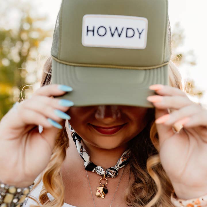 HOWDY - Embroidered Patch on Trucker Hat and other Purchase Wholesale howdy hat. Free Returns & Net 60 Terms on Faire trending on Faire.