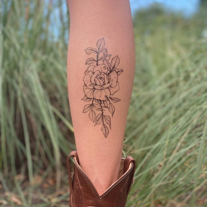 NatureTats - Wholesale Temporary Tattoo - Rose Blossom Temporary Tattoo4