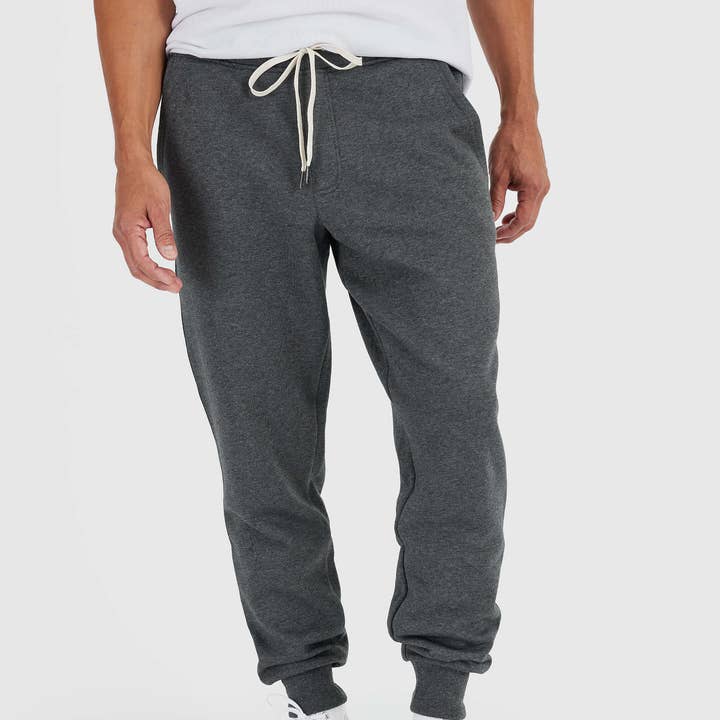 Charcoal Heather Gray Fleece French Terry Joggers for wholesale by True Classic