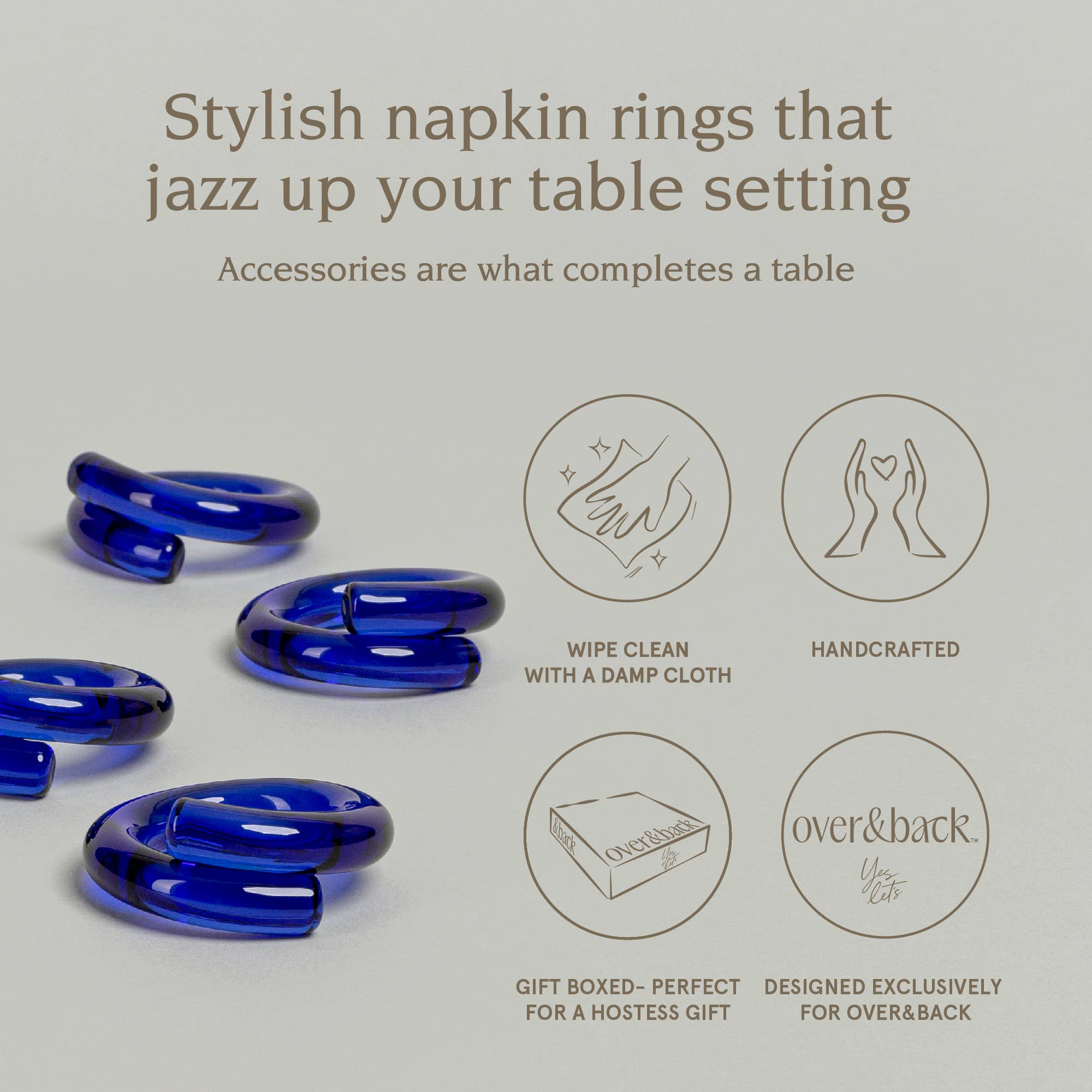 over&back - Wholesale Napkin Ring - Glass Napkin Rings – Hosting Essential – Set of 41
