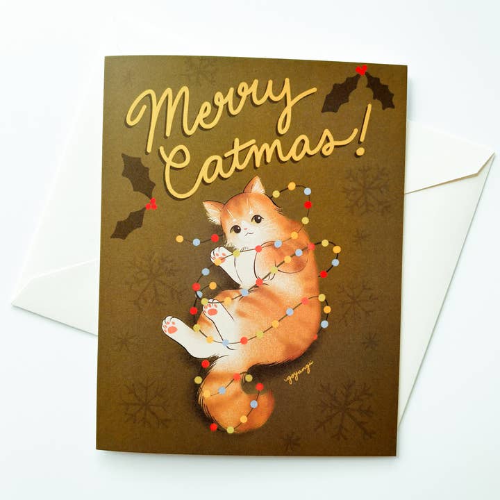 Merry Catmas Holiday A2 Greeting Card for wholesale by goyangii