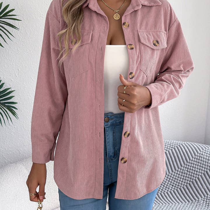 Masyal - Wholesale Shirt Jacket/Shacket - Women's - Autumn Winter Long-Sleeved Corduroy Mid-Length Jacket1