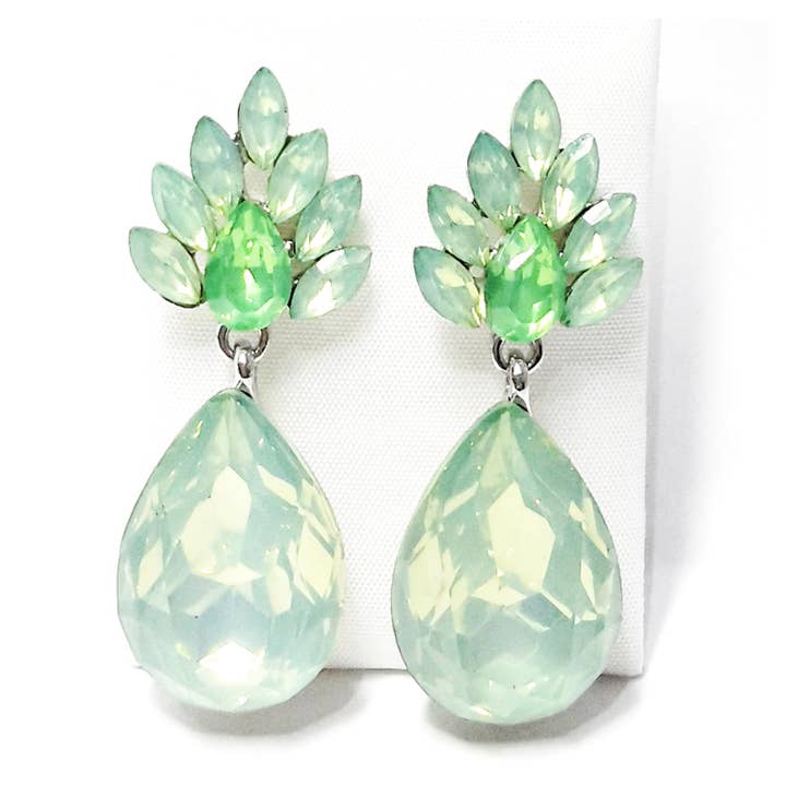Crystal Flower Earrings · Light Green for wholesale by BRANDELIA