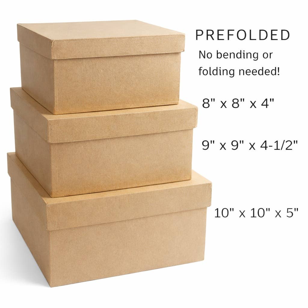 Factory Direct Craft – wholesale Presentbox – Färdigt 3-delat set med nästlade fyrkantiga askar i papper-maché1